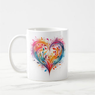 Colorful Pastel Abstract Heart Design Coffee Mug