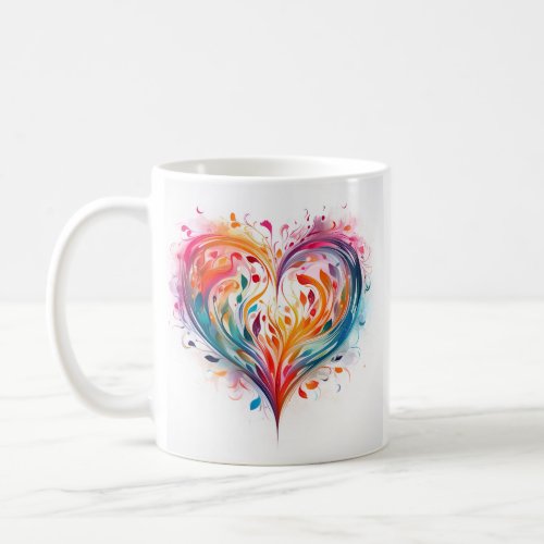 Colorful Pastel Abstract Heart Design Coffee Mug