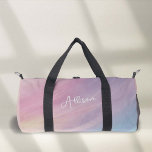 Colorful Pastel Abstract Rainbow Pattern, Purple  Duffle Bag<br><div class="desc">Discover the vibrancy of your lifestyle with this gorgeous "Colorful Pastel Abstract Rainbow Pattern, Pink" Duffel Bag, designed specifically for those with a love for color and a zest for activity. Featuring a girly rainbow abstract pattern in delightful pastel hues, this bag is perfect for dance classes, gym sessions, travel...</div>