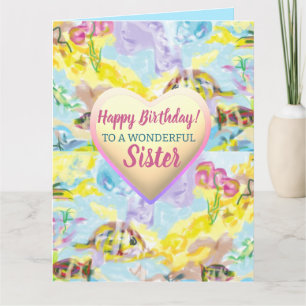 Colorful Pastel Aquatic Watercolor Sister Birthday Card