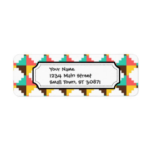 Colorful Pastel Aztec Native American Pattern Label