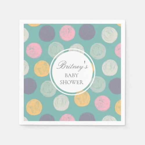 colorful pastel baby shower monogram napkins