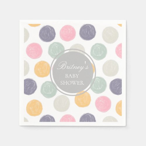 colorful pastel baby shower monogram napkins