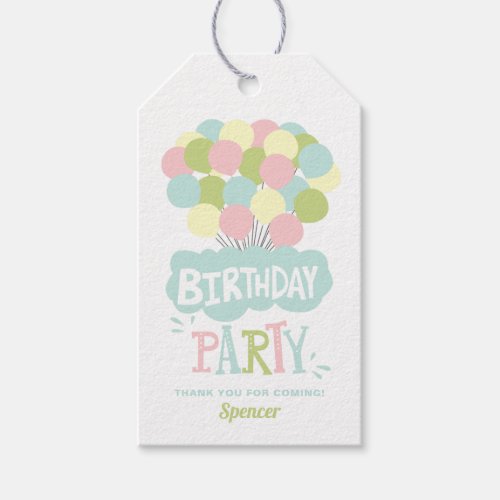Colorful Pastel Balloons Birthday Gift Tag