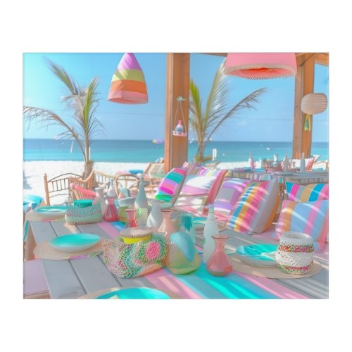 Colorful Pastel Beach Café Summer Vibes Acrylic Print