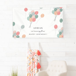 Colorful Pastel Birthday Party Balloons Modern Banner