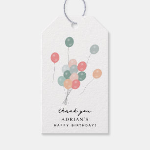 Colorful Pastel Birthday Party Balloons Modern  Gift Tags