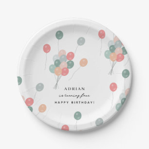Colorful Pastel Birthday Party Balloons Modern Paper Plates