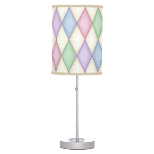Colorful Pastel Blue Pink Green Purple Harlequin Table Lamp