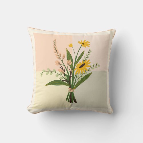 Colorful Pastel Bouquet Flower Square Pillow