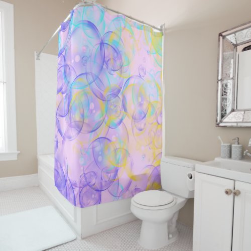 Colorful Pastel Bubbles Shower Curtains