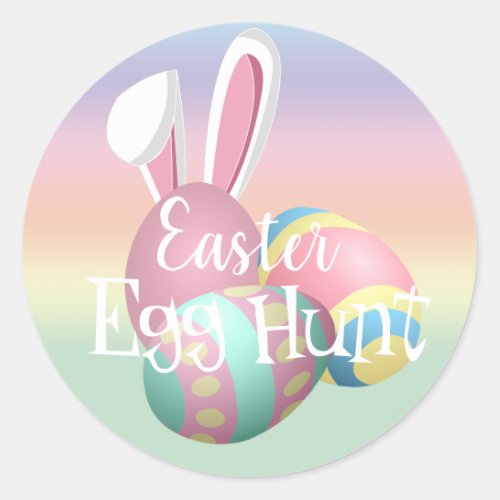 Colorful Pastel Bunny Ears Easter Egg Hunt Classic Round Sticker