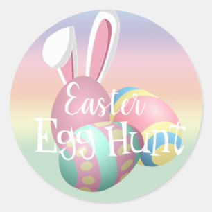 Colorful Pastel Bunny Ears Easter Egg Hunt Classic Round Sticker