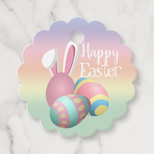 Colorful Pastel Bunny Ears Happy EASTER Favor Tags