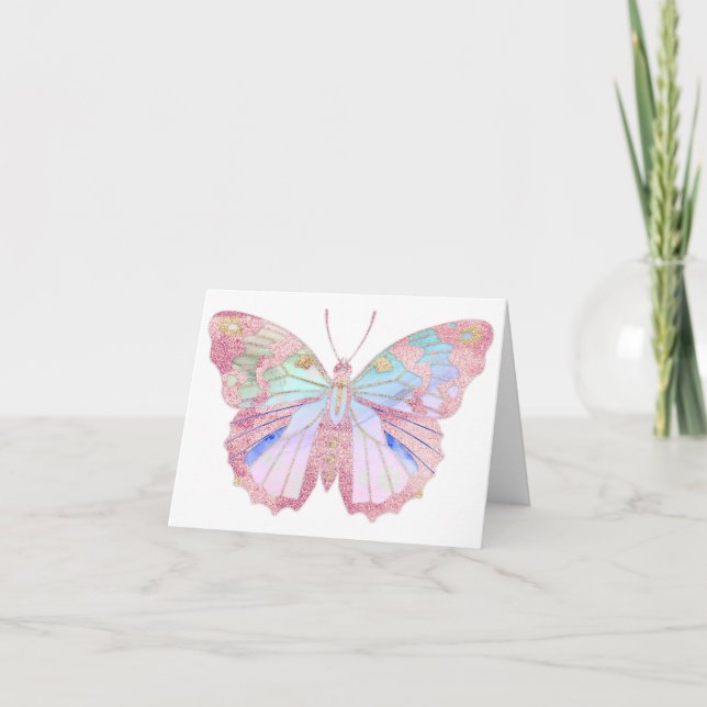 Colorful Pastel Butterfly BLANK  Card (Front)