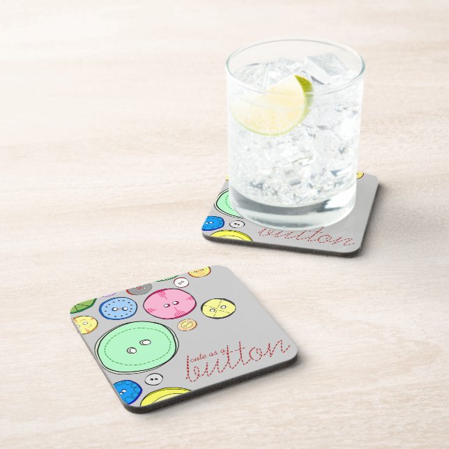 Colorful Pastel Buttons Beverage Coaster (Right Side)