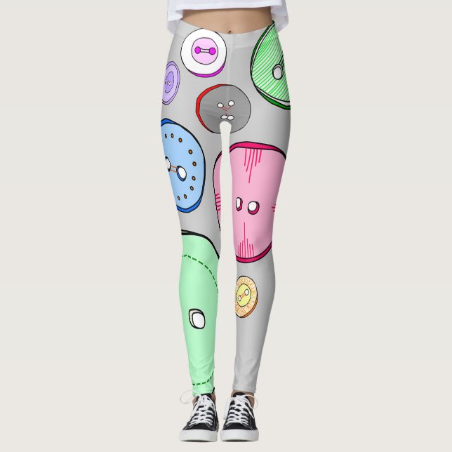 Colorful Pastel Buttons Leggings (Front)