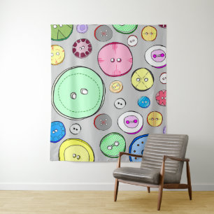 Colorful Pastel Buttons Tapestry