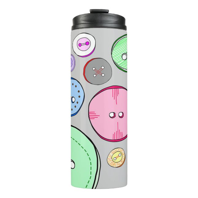 Colorful Pastel Buttons Thermal Tumbler (Front)