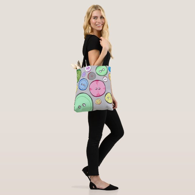 Colorful Pastel Buttons Tote Bag (On Model)