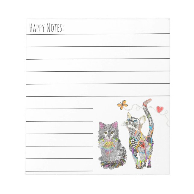 Colorful Pastel Cat and Kitten Notepad (Front)
