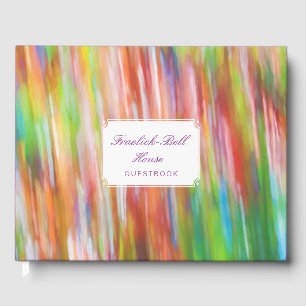 Colorful pastel chalk art in rainbow colors guest book