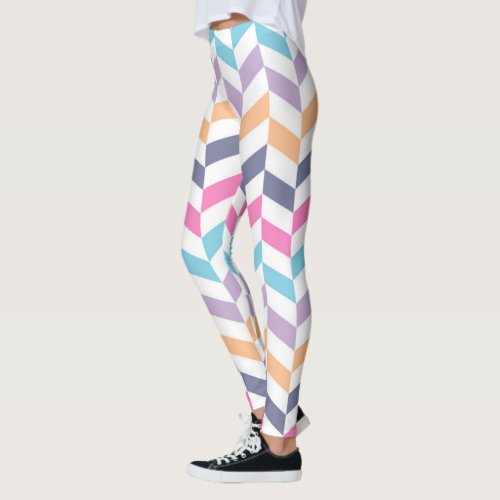 Colorful Pastel Chevron Pattern Leggings