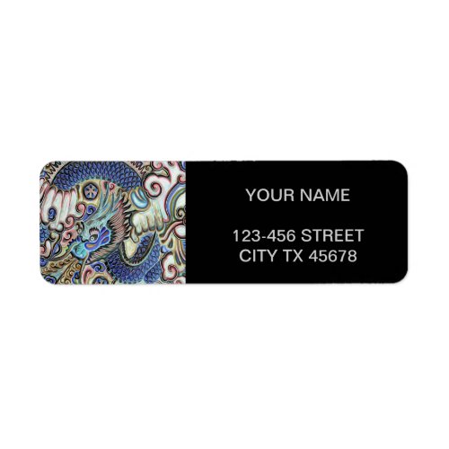 Colorful Pastel Chinese Dragon Art Label