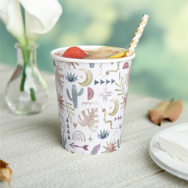 Colorful Pastel Colors Boho Bohemian Paper cup (Insitu)