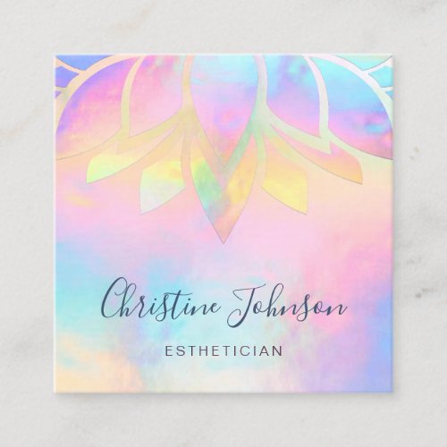 colorful pastel colors lotus square business card