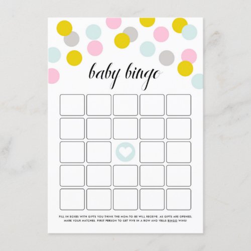 Colorful Pastel Confetti Dots Frame Baby Bingo Enclosure Card