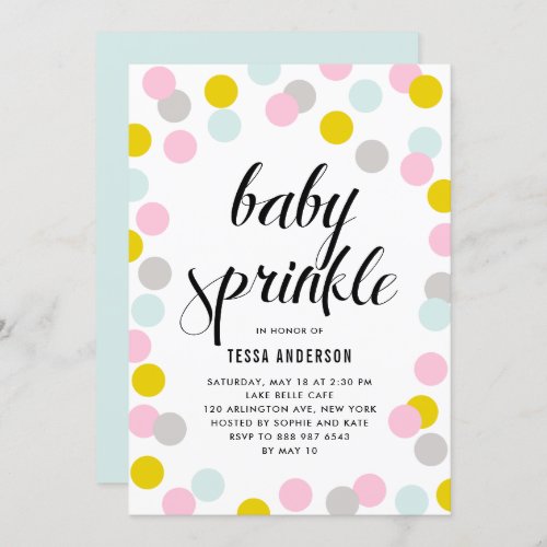 Colorful Pastel Confetti Dots Frame Baby Sprinkle Invitation