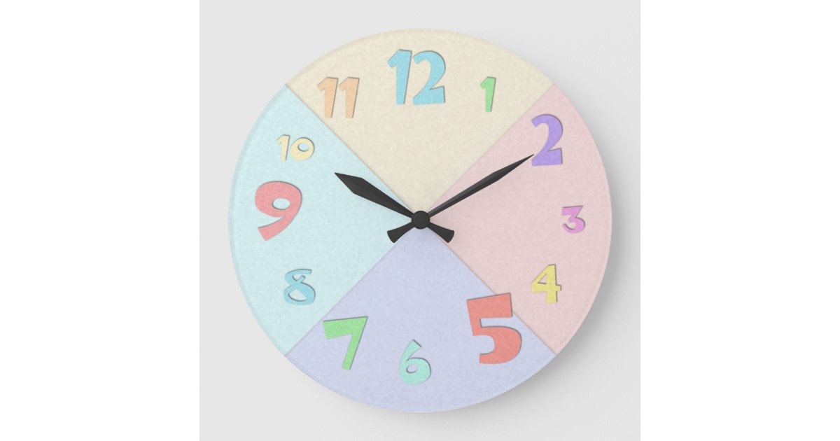 Colorful Pastel Construction Paper Large Clock