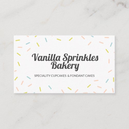 Colorful Pastel Cupcake Sprinkles Bakery Business Card