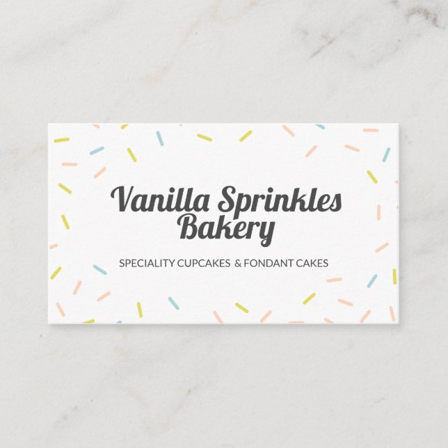 Colorful Pastel Cupcake Sprinkles Bakery Business Card (Front)