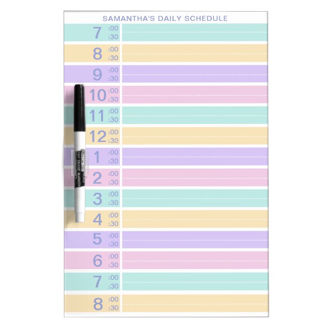 Colorful Pastel Custom Daily Schedule Planner Dry Erase Board (Front)