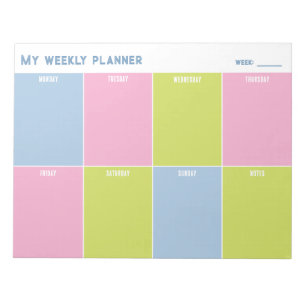Colorful Pastel Custom Weekly Planner Notepad