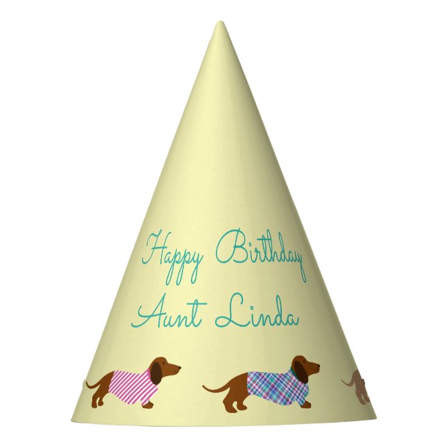 Colorful Pastel Dachshund Party Hat (Front)