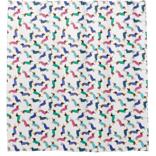 Colorful Pastel Dachshund Shower Curtain (Front)