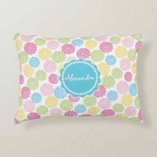 Colorful Pastel dahlia flowers pattern name Decorative Pillow