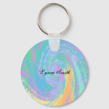 Colorful Pastel Design- Personalize Keychain by Lynnes_creations at Zazzle