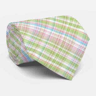 Colorful Pastel Diagonal Tartan Plaid Pattern Tie