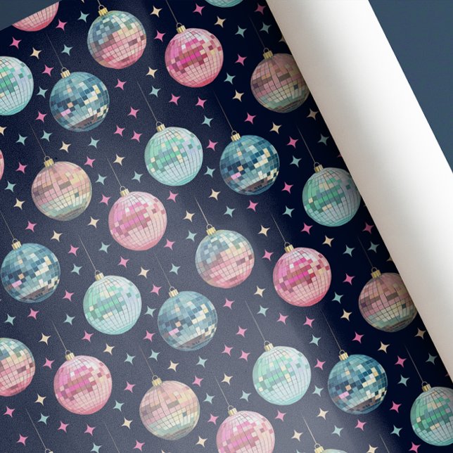 Colorful Pastel Disco Ball Ornaments Christmas Wrapping Paper (Creator Uploaded)