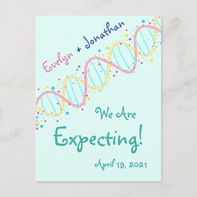 Colorful Pastel DNA We Are Expecting a Baby Postcard (Front)