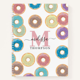 Colorful Pastel Donuts & Sprinkles Monogram Recipe Notebook