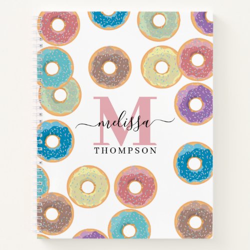 Colorful Pastel Donuts  Sprinkles Monogram Recipe Notebook
