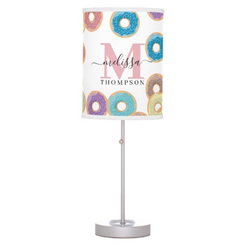Colorful Pastel Donuts  Sprinkles Monogram Table Lamp