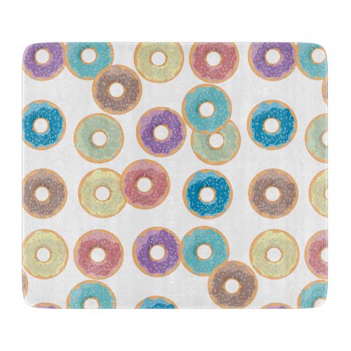 Colorful Pastel Donuts  Sprinkles Pattern Cutting Board