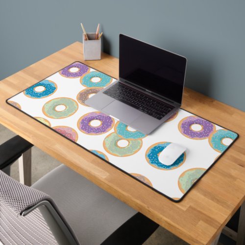 Colorful Pastel Donuts  Sprinkles Pattern Desk Mat