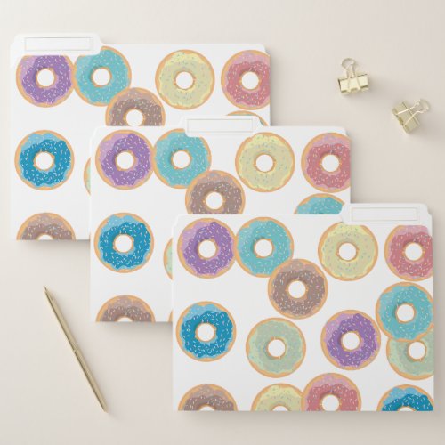 Colorful Pastel Donuts  Sprinkles Pattern File Folder